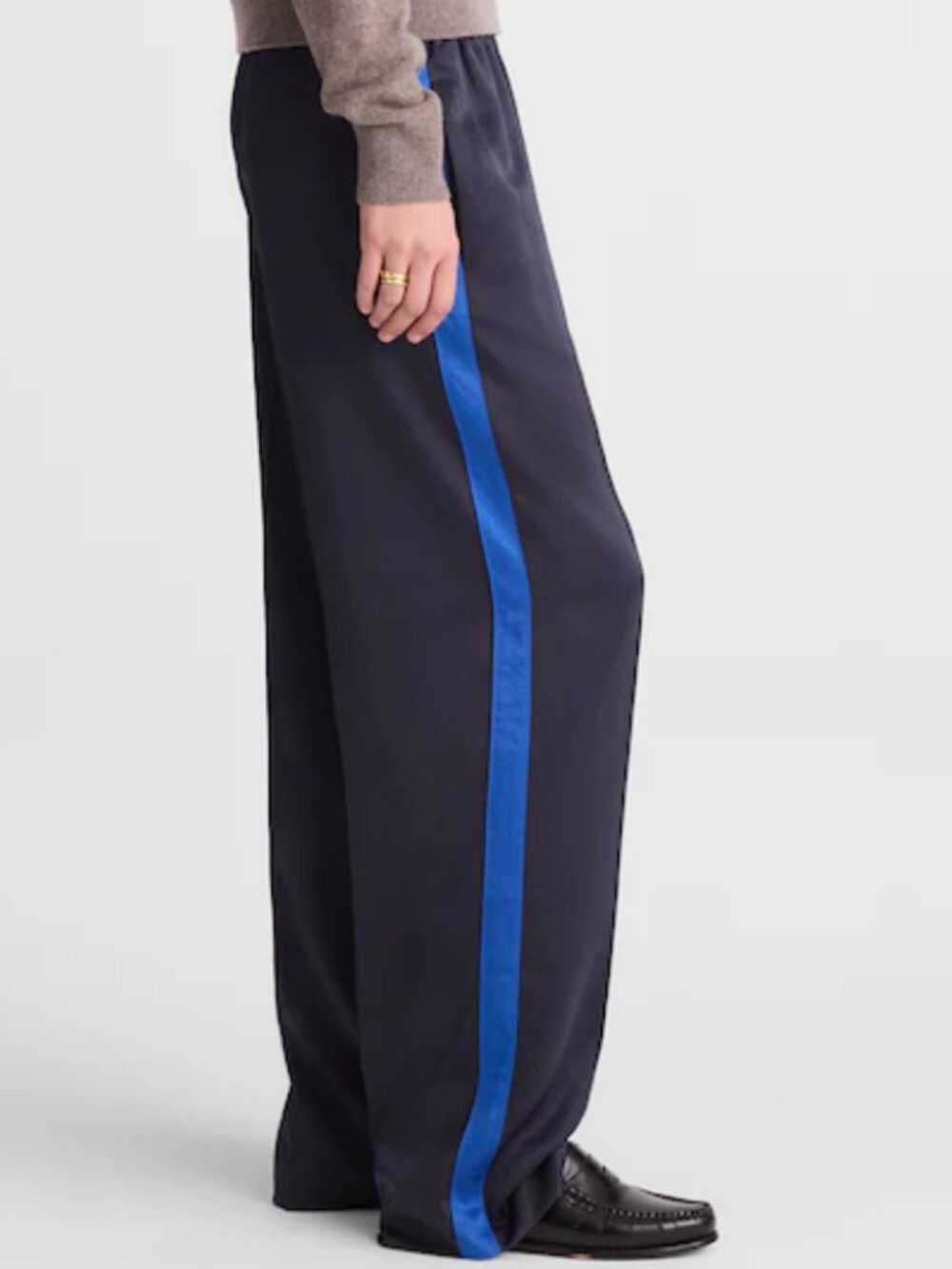 NWOT Madewell The Petite Easy Pull-On Track Pant in Satin, Navy, XXSP